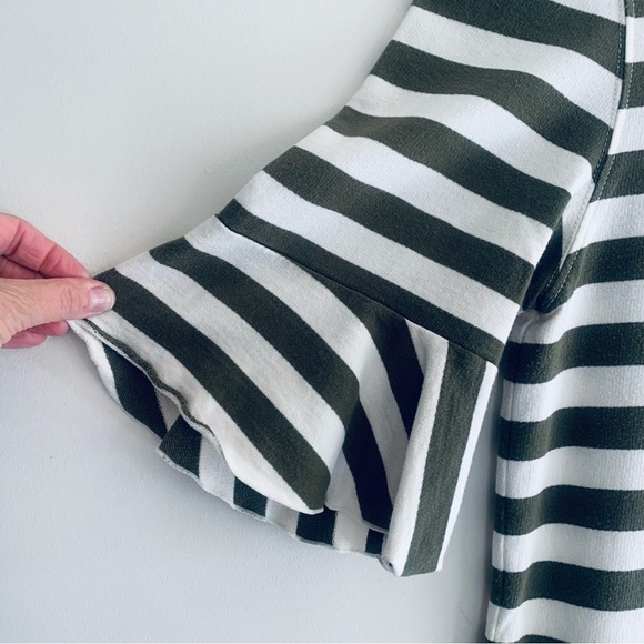 COOP by Frelise Cooper Khaki White Stripe Knee Length T Shirt Dress Women's SM - Picture 3 of 16